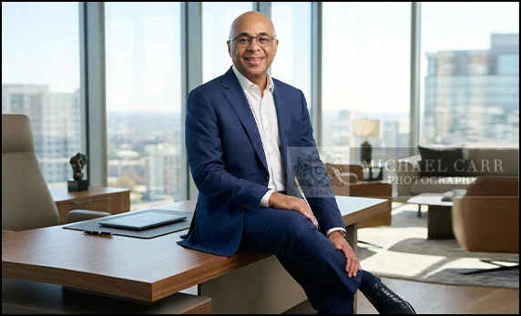 Houston male executive portrait seated in office