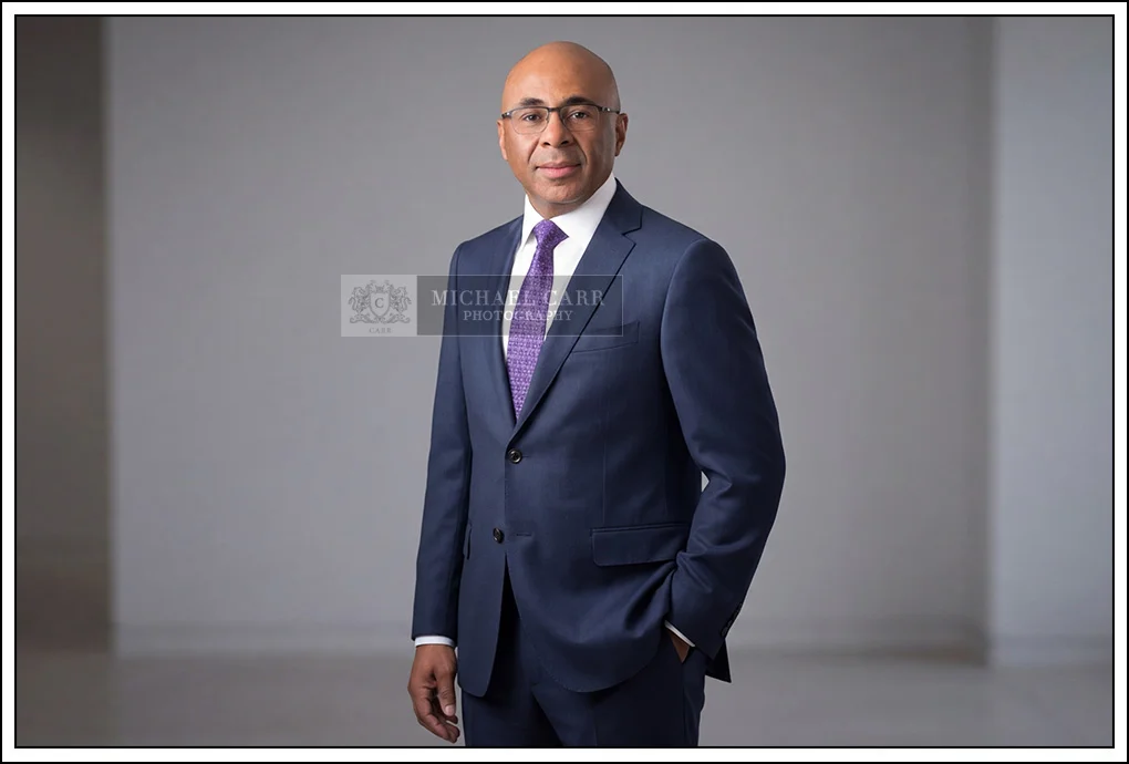 Houston personal branding portrait of man in blue suit